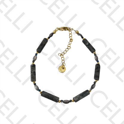 Pulseira de Aço - madrepérolas e pedra naturais