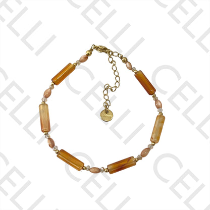 Pulseira de Aço - madrepérolas e pedra naturais