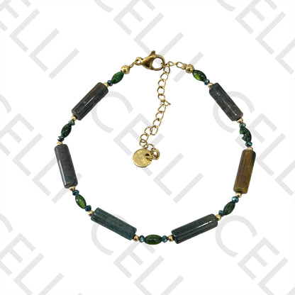 Pulseira de Aço - madrepérolas e pedra naturais