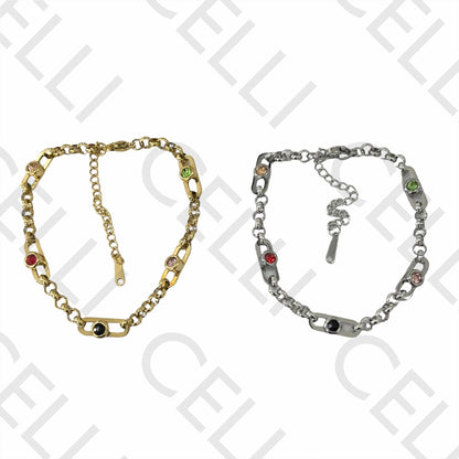 不锈钢手链 - 彩色亮钻