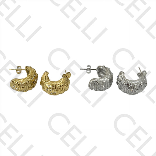 Steel Earring - sun, moon, and stars with brilliants