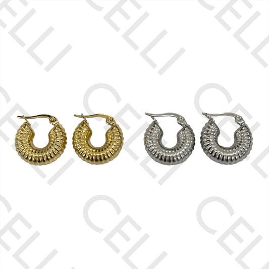 钢制耳环 - 条纹细节