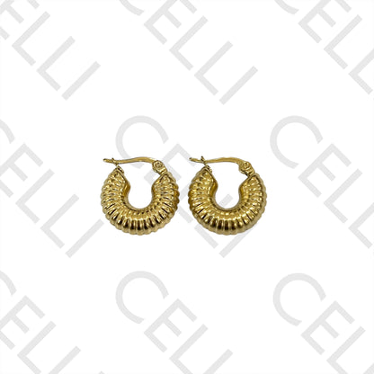 钢制耳环 - 带条纹细节