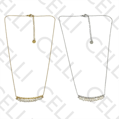 钢制项链 - 淡水珍珠