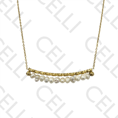 钢制项链 - 淡水珍珠