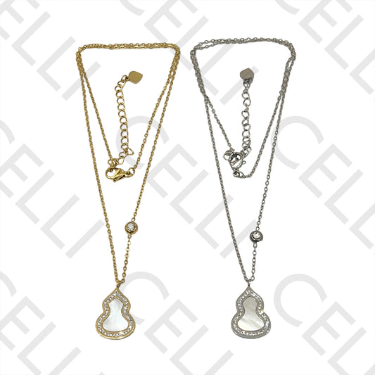 钢链 - 带有钻石和珍珠母的奖牌