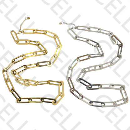 Colar de Aço Simples - elo oval retangular grosso