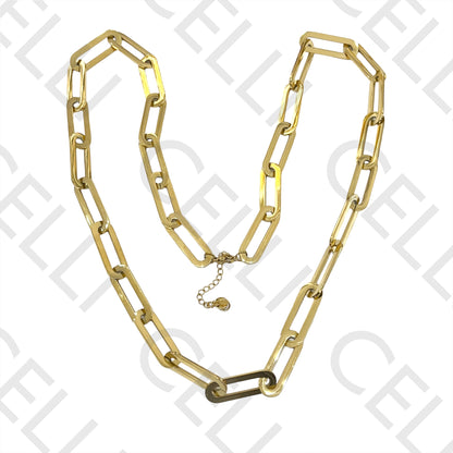 Colar de Aço Simples - elo oval retangular grosso