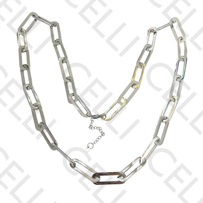 Colar de Aço Simples - elo oval retangular grosso