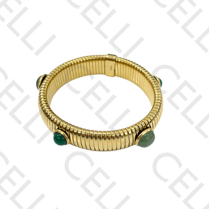 不锈钢手链 - 细节（弹簧条纹）带天然石头