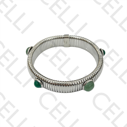 不锈钢手链 - 细节（弹簧条纹）带天然石头