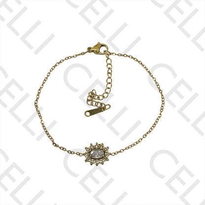 Colar / Pulseira / Brinco de Aço - brilhantes simples