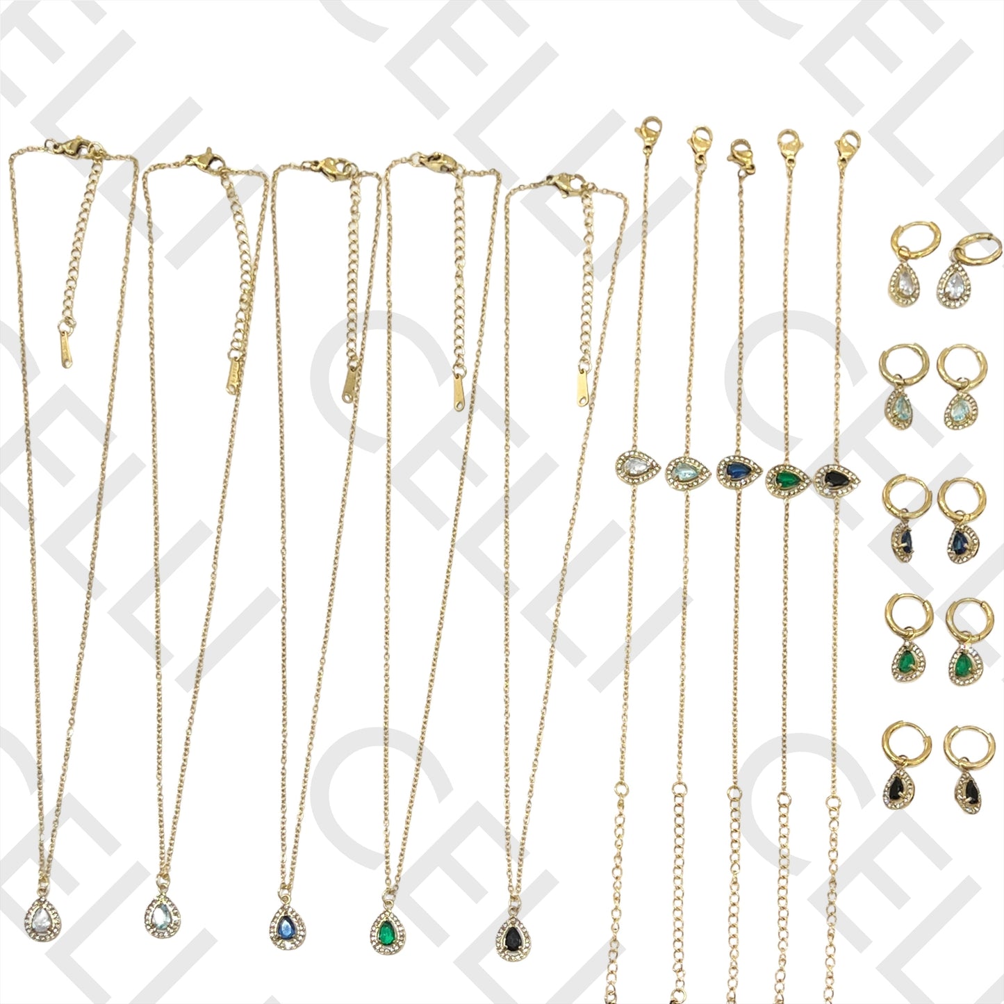 项链/手链/耳环 - 简约闪亮不锈钢