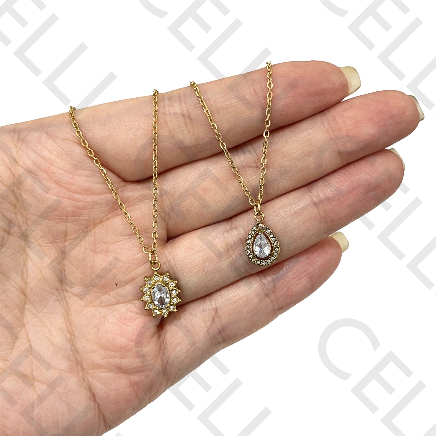 Colar / Pulseira / Brinco de Aço - brilhantes simples