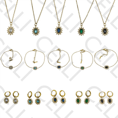 Colar / Pulseira / Brinco de Aço - brilhantes simples