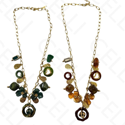 Steel necklace - square with mother-of-pearl