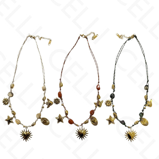 Collar de acero - cuadrado con nácar