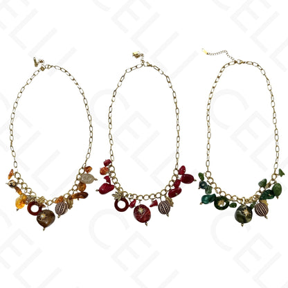 Steel necklace - square with mother-of-pearl