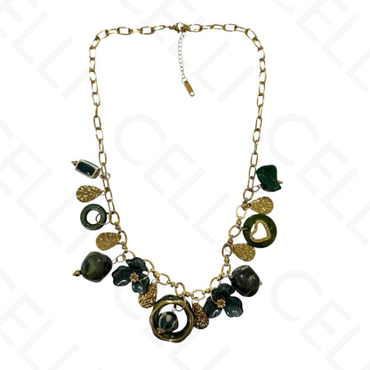 Steel necklace - square with mother-of-pearl