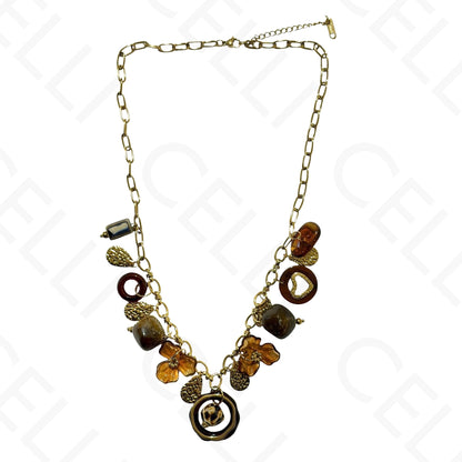 Steel necklace - square with mother-of-pearl