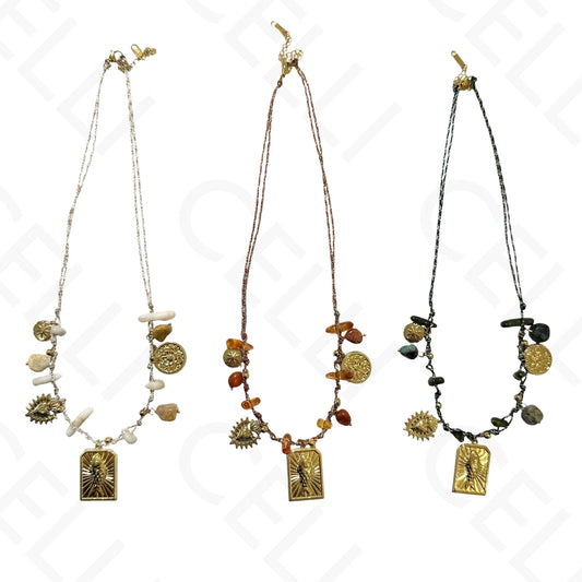 Collar de acero - cuadrado con nácar