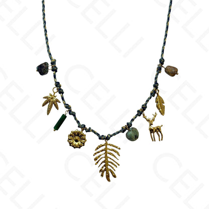 钢制项链 - 带母贝的方形