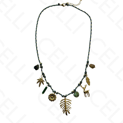 钢制项链 - 带母贝的方形