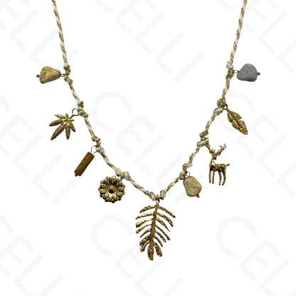 钢制项链 - 带母贝的方形