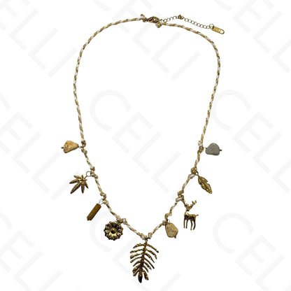 钢制项链 - 带母贝的方形