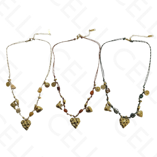 Collar de acero - cuadrado con nácar