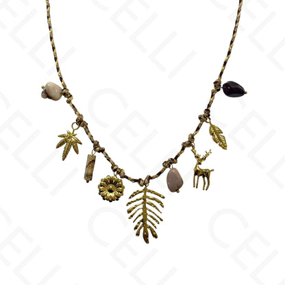 钢制项链 - 带母贝的方形