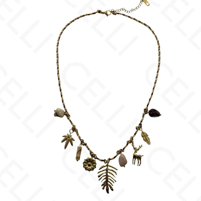 钢制项链 - 带母贝的方形