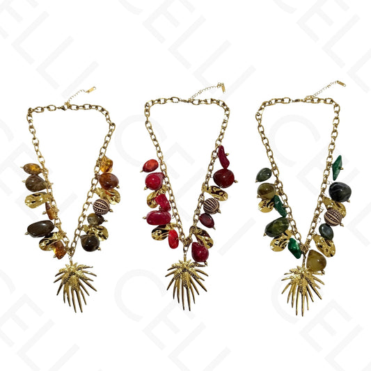 Collar de acero - cuadrado con nácar