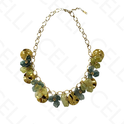 Steel necklace - square with mother-of-pearl