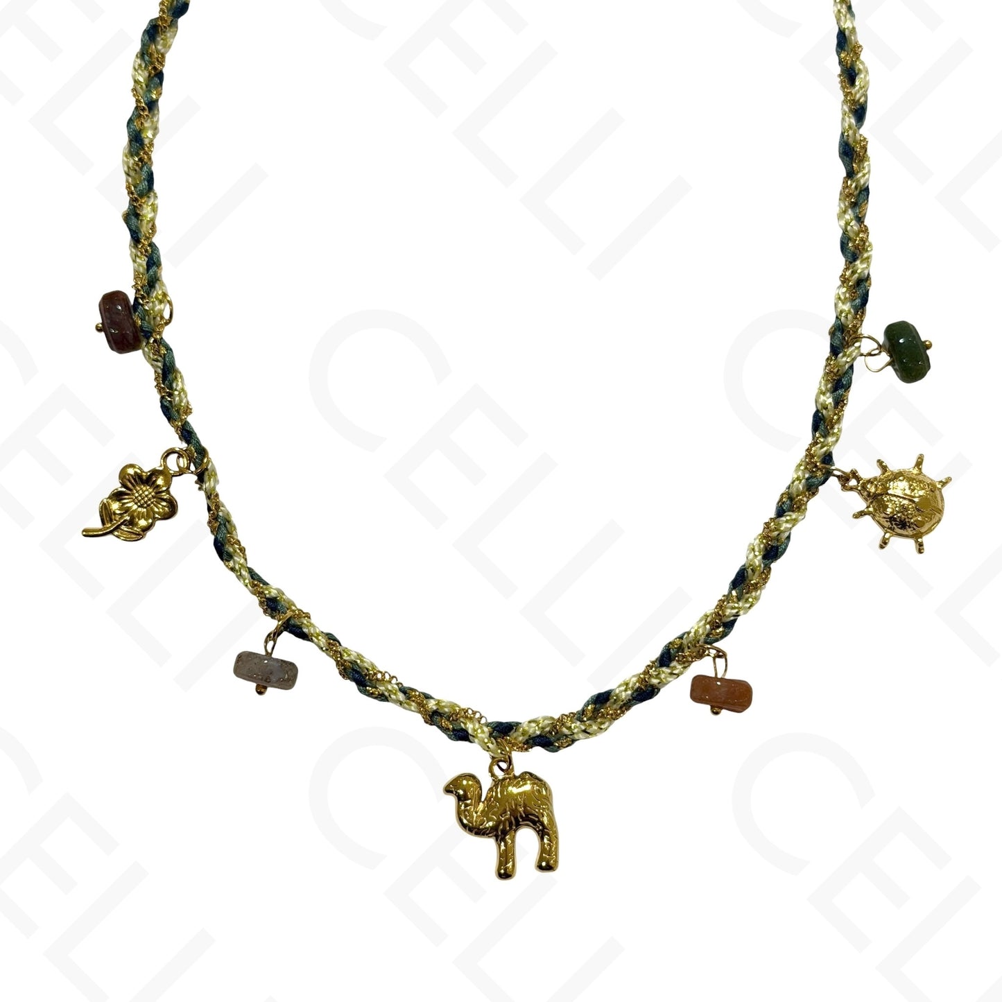 Collar de acero - cuadrado con nácar