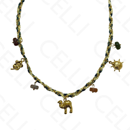 Collar de acero - cuadrado con nácar