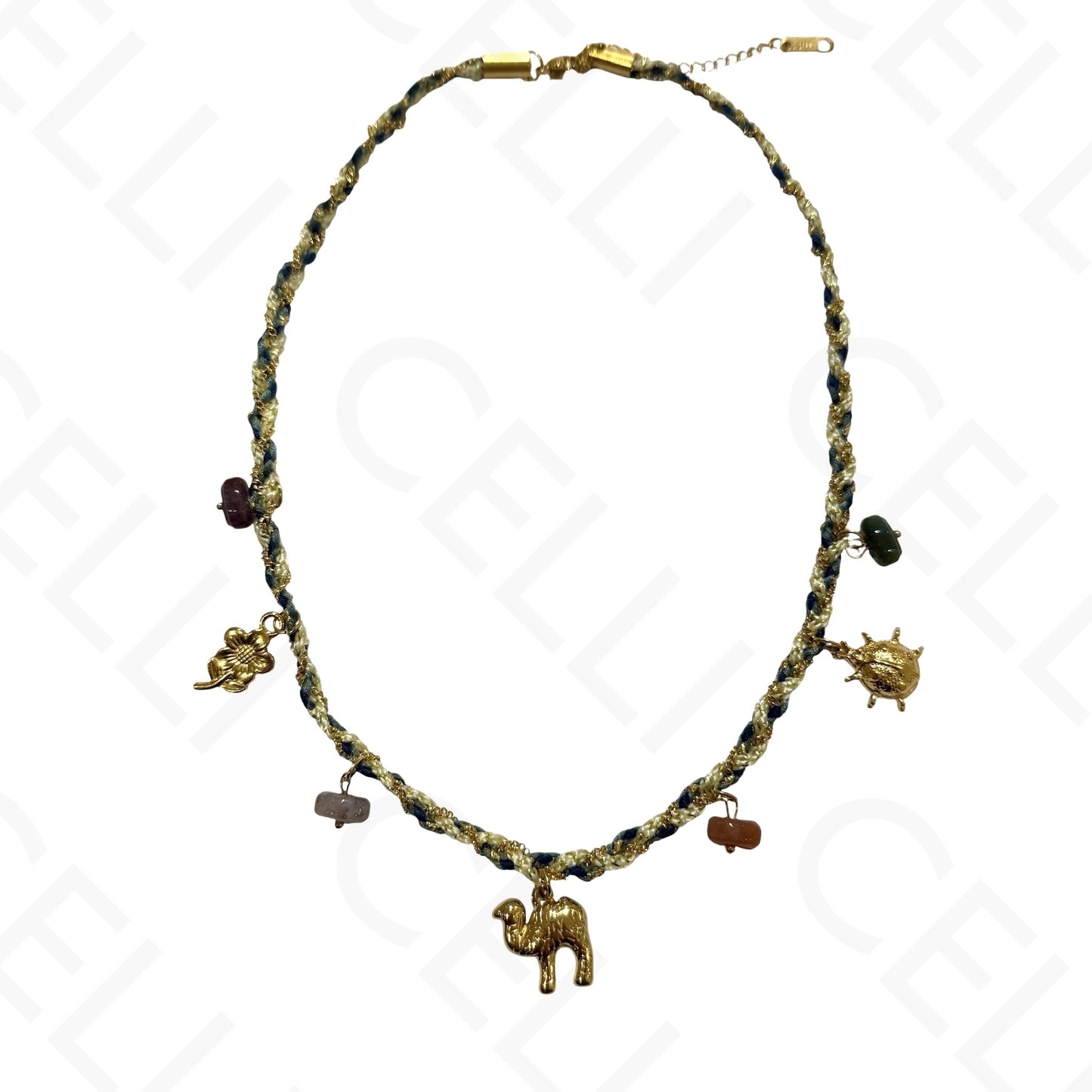 Collar de acero - cuadrado con nácar