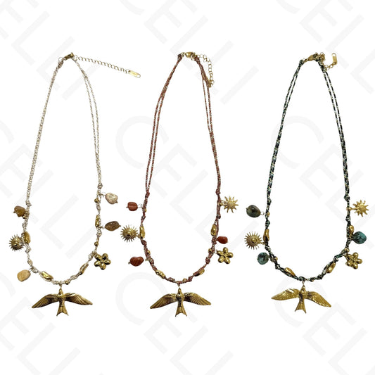 Collar de acero - cuadrado con nácar