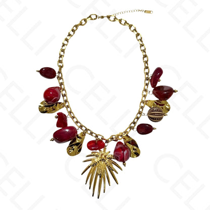 Steel necklace - square with mother-of-pearl