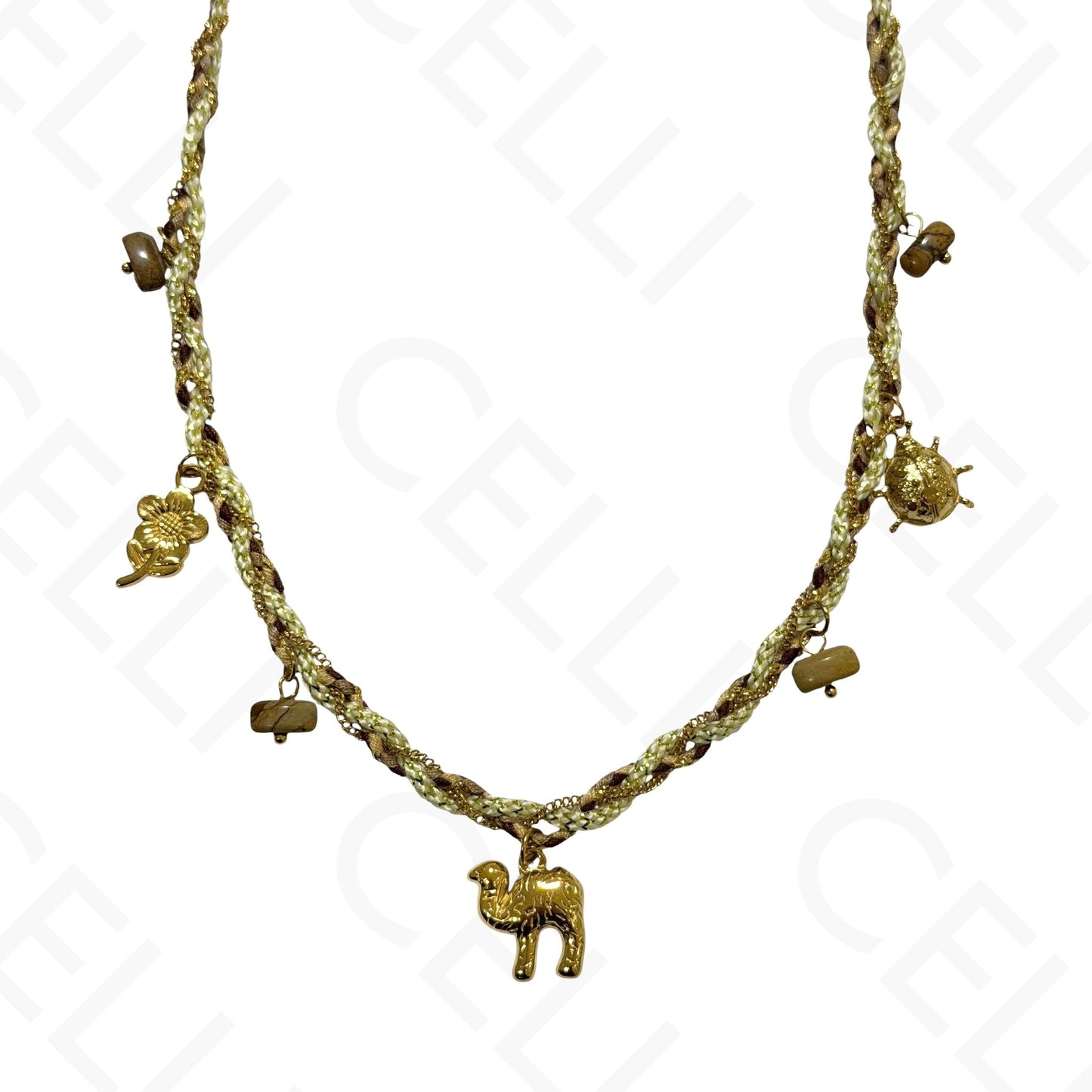 Collar de acero - cuadrado con nácar