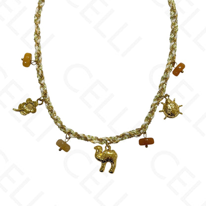 Collar de acero - cuadrado con nácar