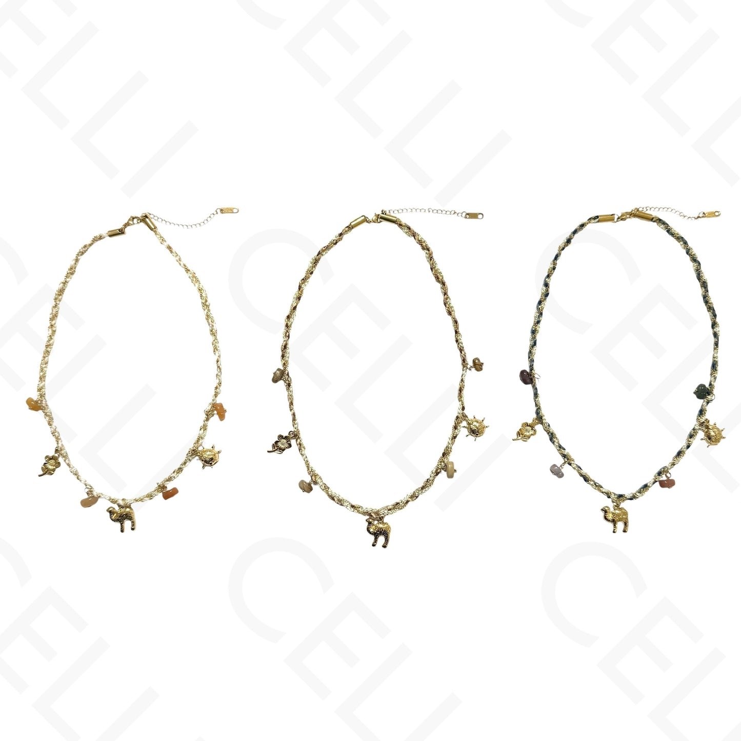 Collar de acero - cuadrado con nácar