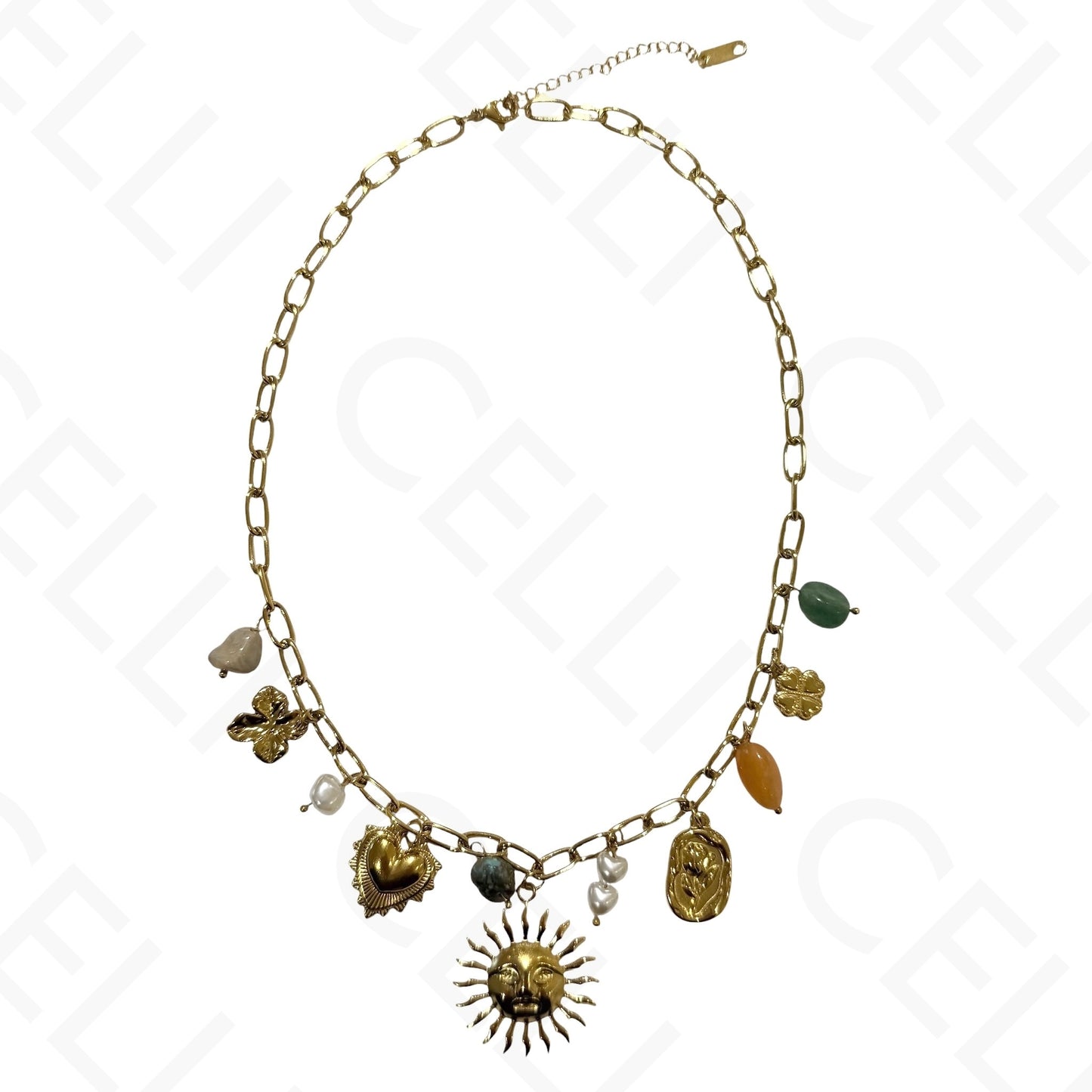 Colar de aço - multi pendente, sol