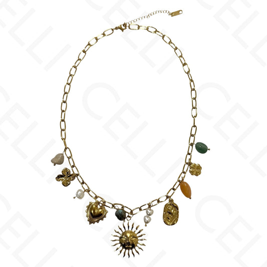 Collar de acero - cuadrado con nácar