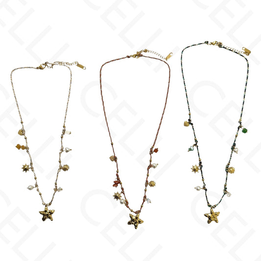 Collar de acero - cuadrado con nácar