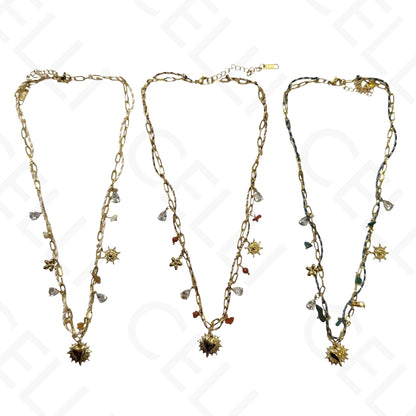 Steel necklace - square with mother-of-pearl