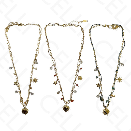 Collar de acero - cuadrado con nácar