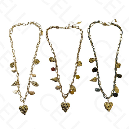 Steel necklace - square with mother-of-pearl