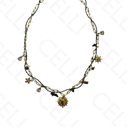 Steel necklace - square with mother-of-pearl