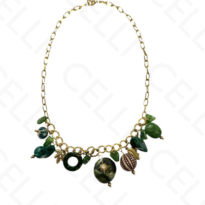 Steel necklace - square with mother-of-pearl